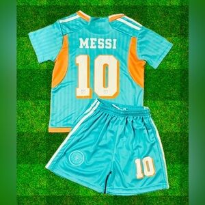 Youth Boys LIONEL MESSI SOCCER JERSEY Size 26 Medium Teal Orange Miami Dolphins